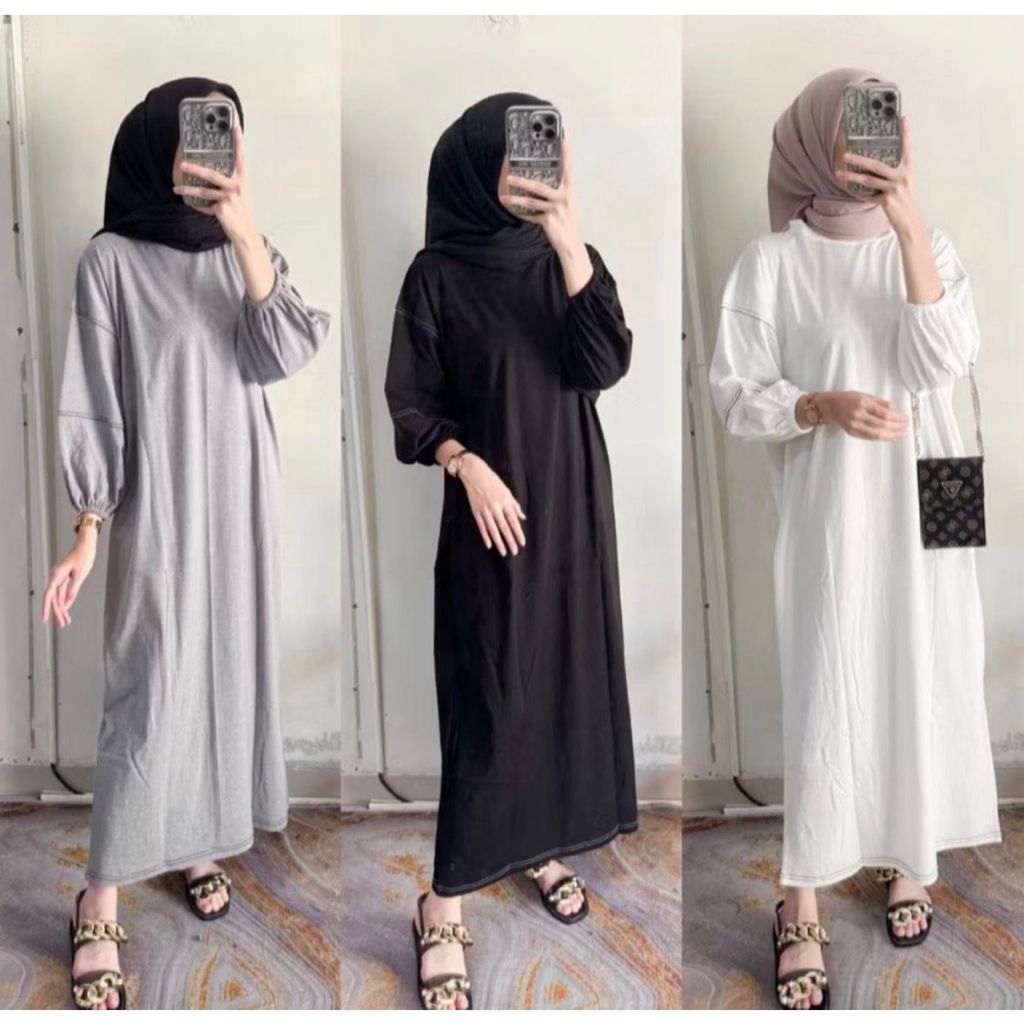 GAMIS LENGAN BALON/ GAMIS RAYON TWILL / GAMIS POLOS/ GAMIS CANTIK / SIENNA DRESS