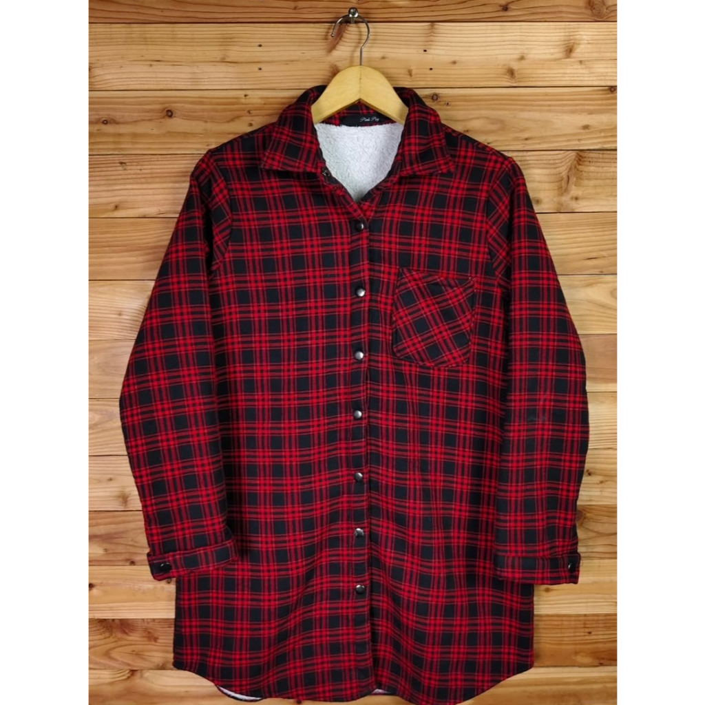 JACKET WANITA - PINK PIG FLANNEL SHERPA OUTER JACKET LD 110