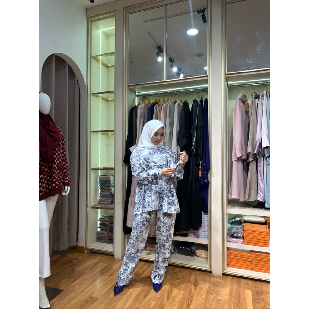 Fanesha One Set | One Set Wanita | One Set Printing | One Set Motif | One Set Crinkle