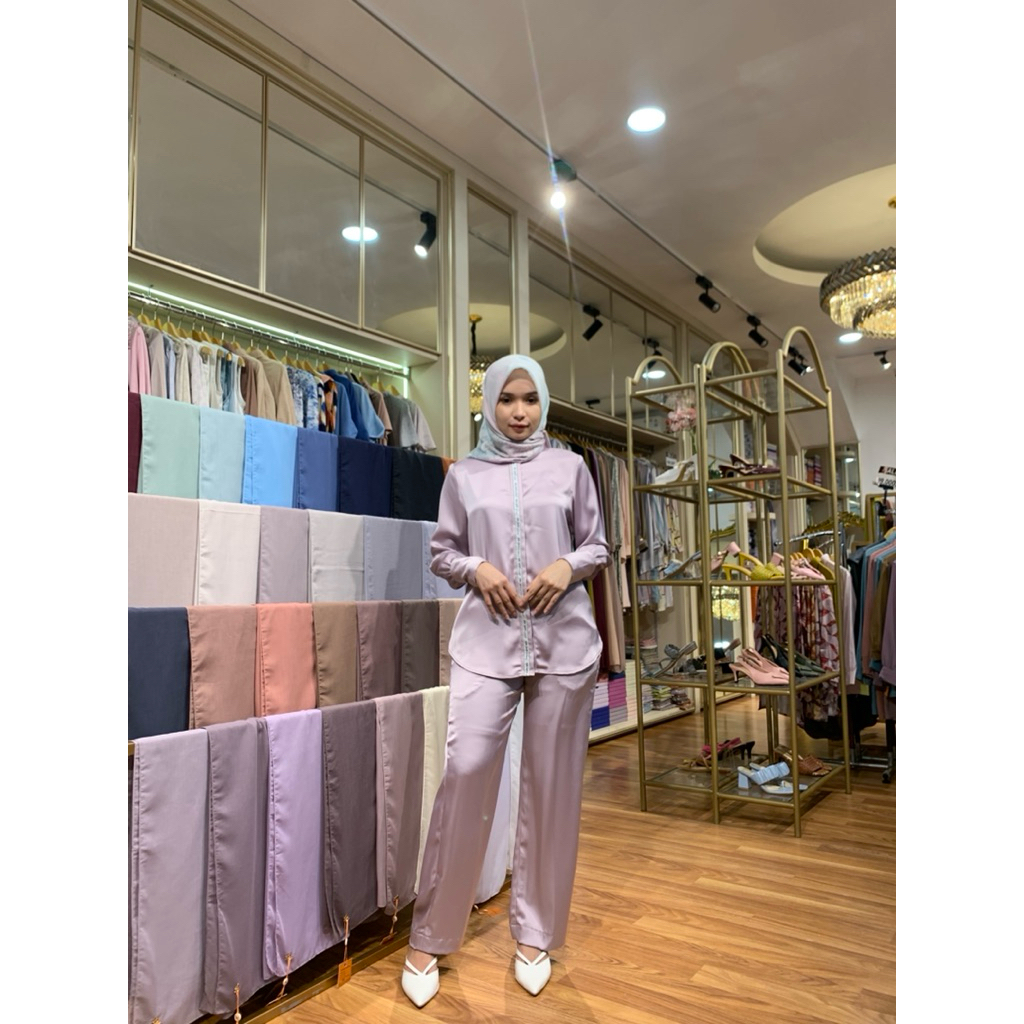 Zarlin One Set | One Set Wanita | Setelan Wanita | Setelan Silk | One Set Lengan Panjang Wanita