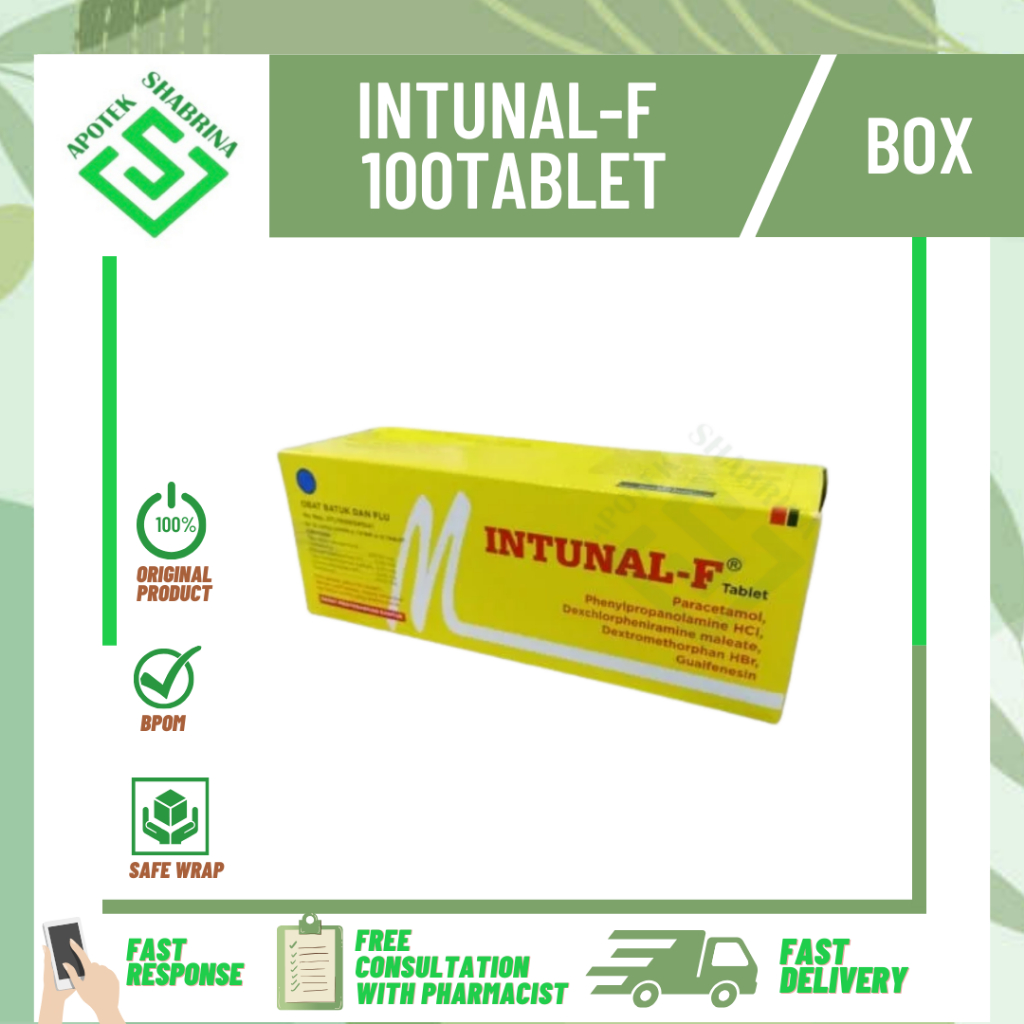 intunal-f 100tablet / box / demam batuk pilek
