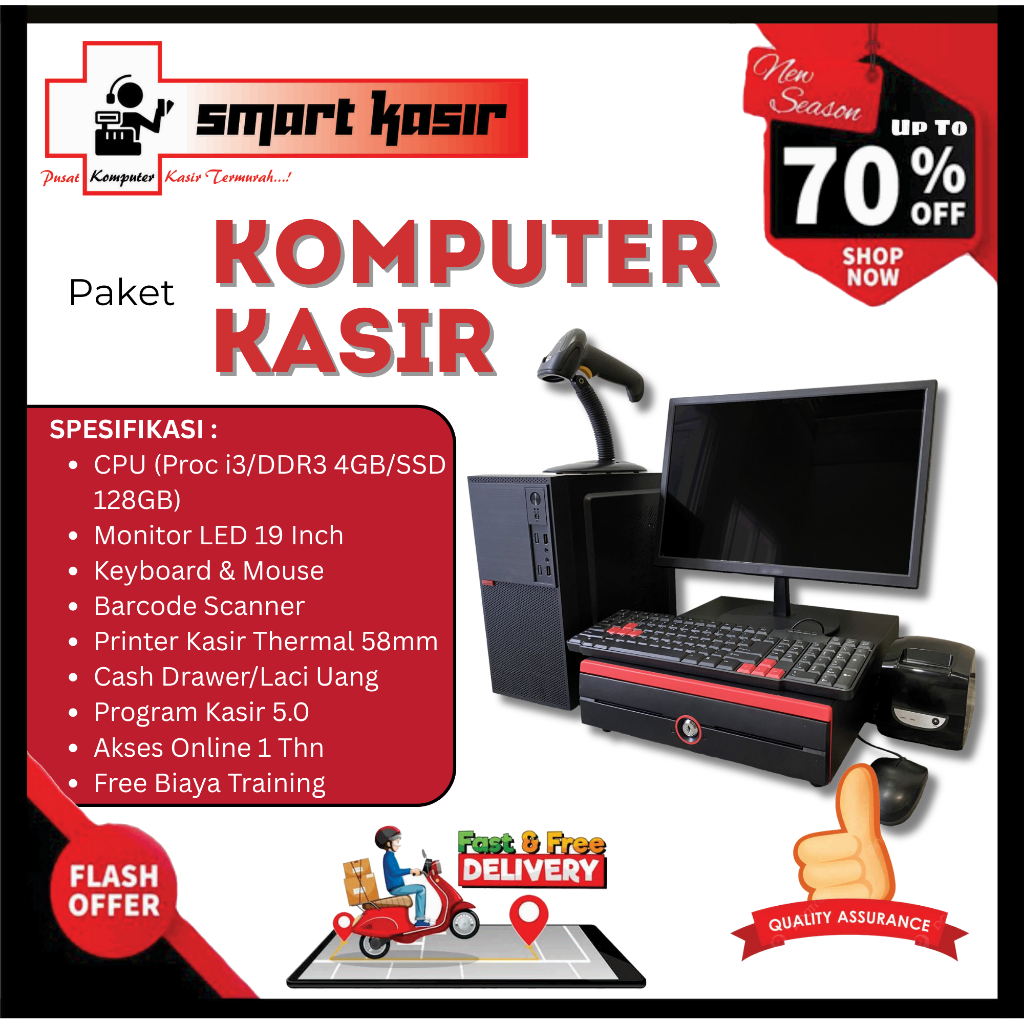 PAKET KOMPUTER KASIR | SET KOMPUTER KASIR LENGKAP BUAT TOKO | SET KOMPUTER KASIR | SET KOMPUTER KASI