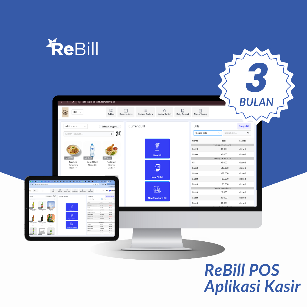 Aplikasi Kasir Laundry 2026 - ReBill POS 3 Bulan
