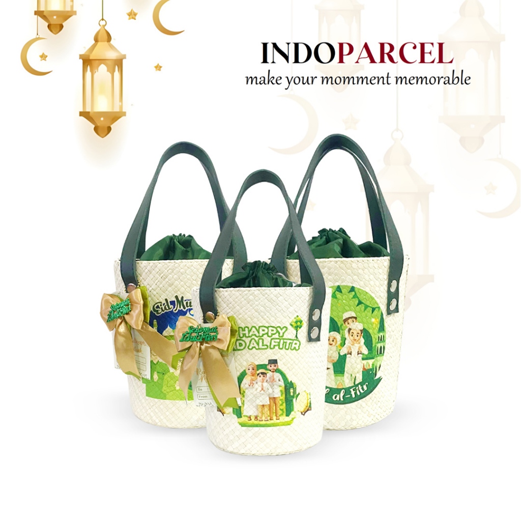 INDOPARCEL - Tas Parcel Ember Lebaran Anyaman Pandan Tas Bingkisan Gift Bag Tas Kado Decopage Specia
