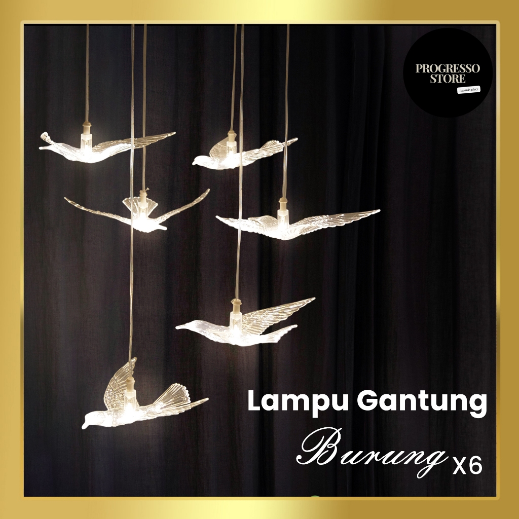 Lampu Gantung Burung x6 Modern Minimalis | Lampu Hias Gantung model burung 1 set isi 6pcs | Lampu Hi