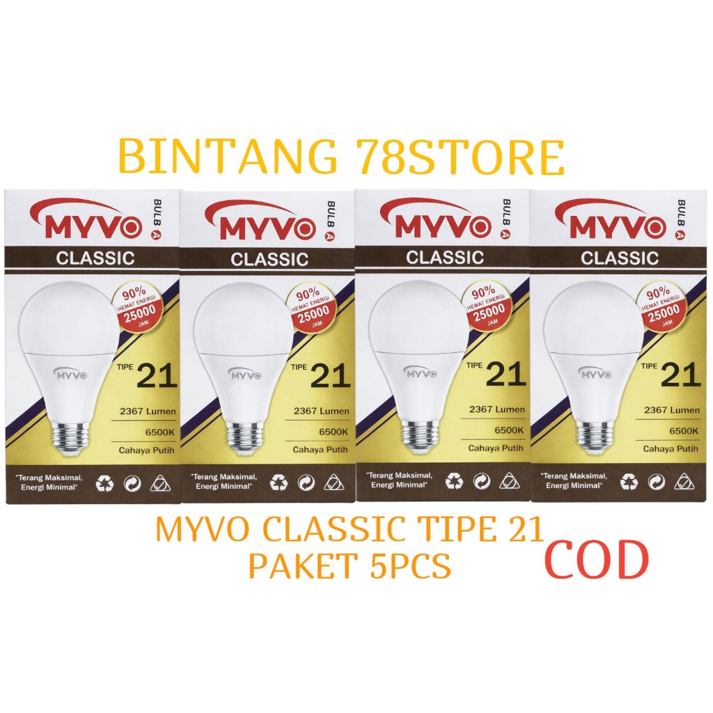 LAMPU LED MYVO CLASSIC TIPE 21 PAKET 5PCS - BOHLAM  MYVO CLASSIC 21W