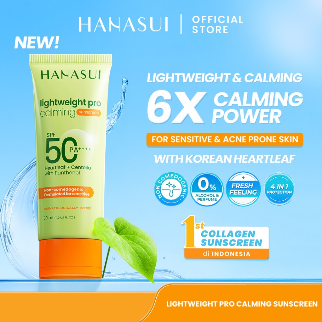 Hanasui Lightweight Pro Calming Sunscreen SPF 50 - Sunscreen Kulit Sensitif & Jerawat - Non Comedoge