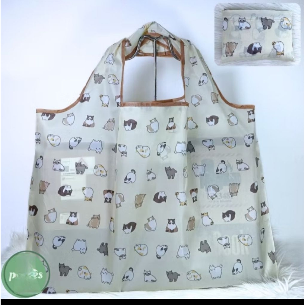 Tote bag kucing lucu tas belanja lipat kucing cat shopping bag kucing lucu