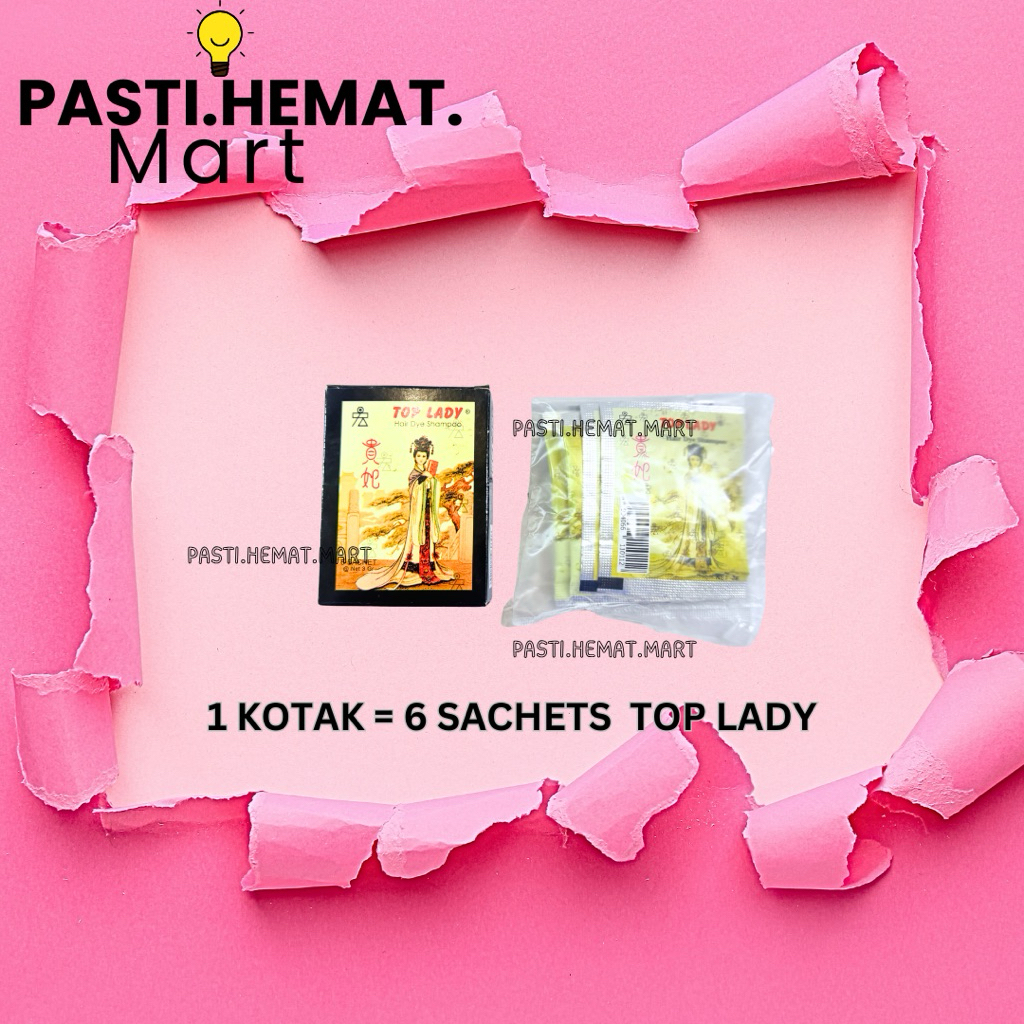 Top Lady Hair Dye Shampoo | Semir Rambut Top Lady [6 Sachets]