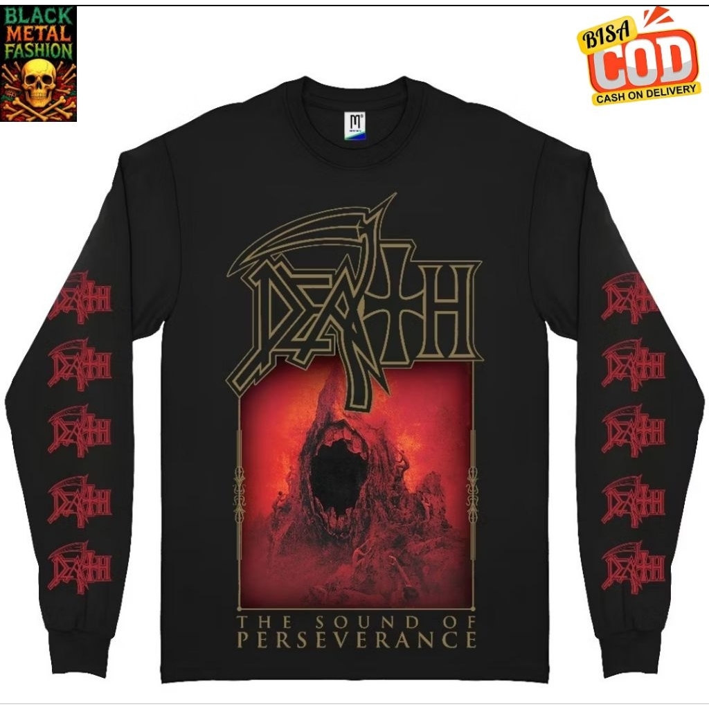 Kaos T-shirt Band Metal DEATH Lengan Panjang Hitam Catton 24s Untuk Pria Dan Wanita