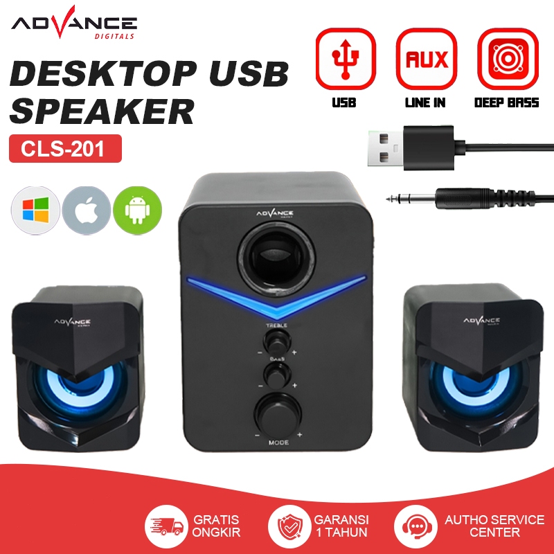 Advance Speaker Computer CLS-201 RGB LED Speaker Laptop Speaker Aktif 2.1 Stereo Speaker Multimedia
