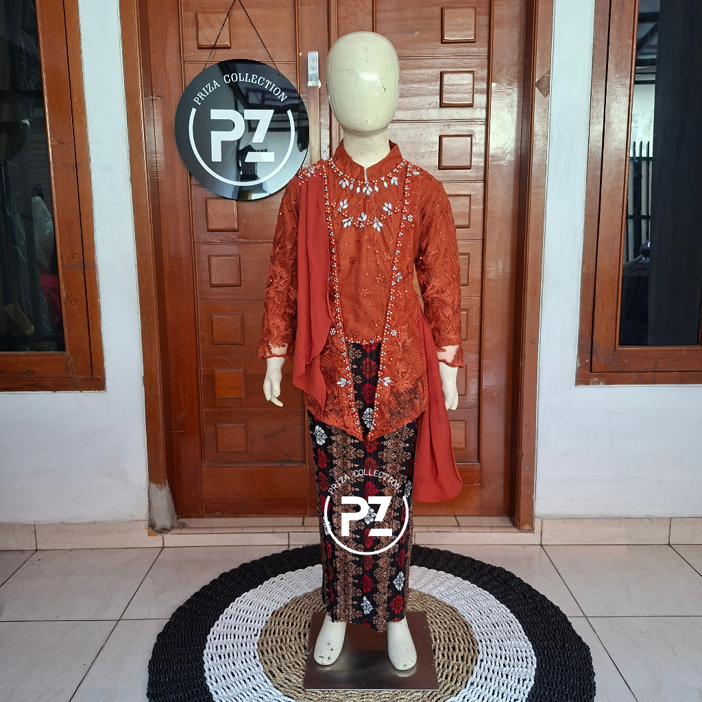 PRIZA / Kebaya Kutubaru Hijab Selendang Anak / Stelan Kebaya Anak SD Model  Kutubaru Selendang / Keb