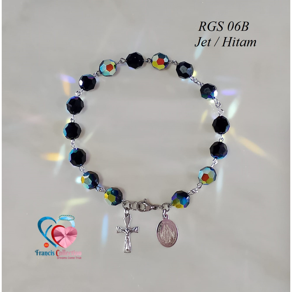 Francis Collection. RGS 06B. Gelang Rosario Kristal Swarovski Austria. Anti Karat. Model Bulat 8mm