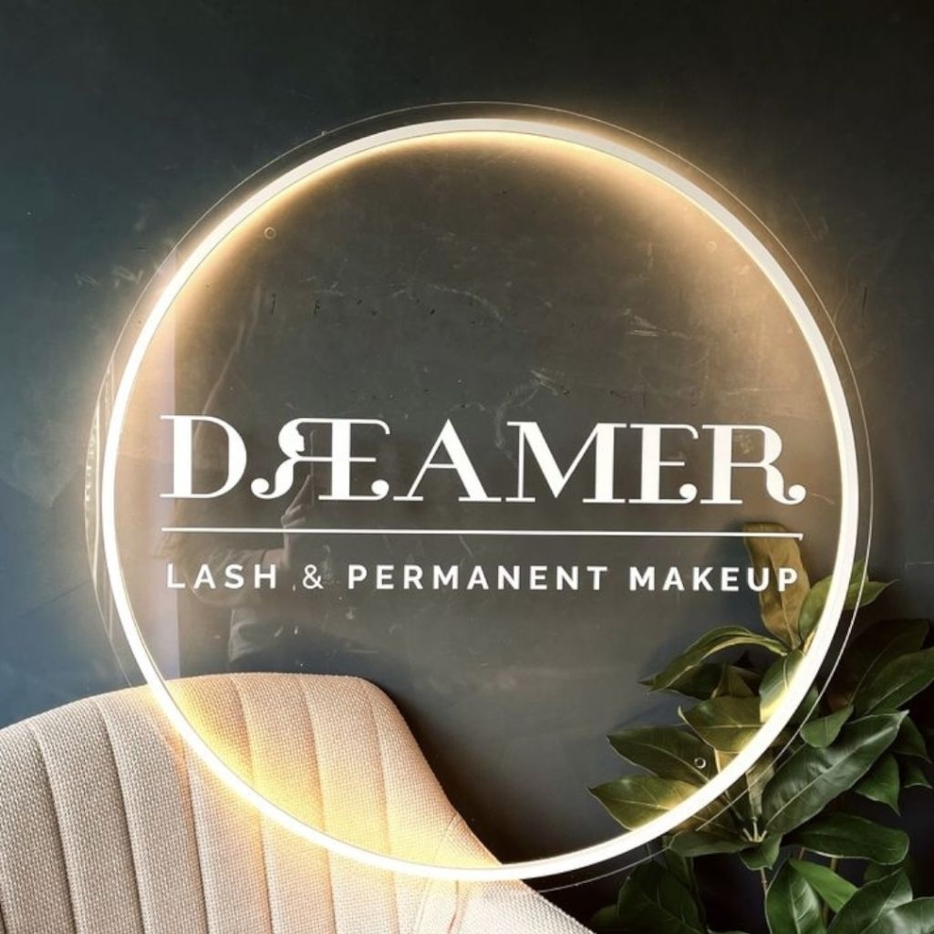 Plang Akrilik Transparan Custom LED | Neon Sign Logo & Nama Toko | Elegan & Premium