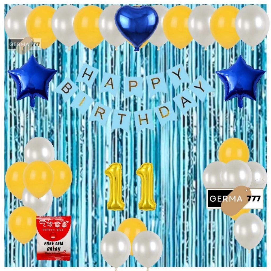 Dekorasi Pesta Ulang Tahun Anak Dewasa Balon Latex Putih Mix Kuning Dekor Birthday Party Elegan