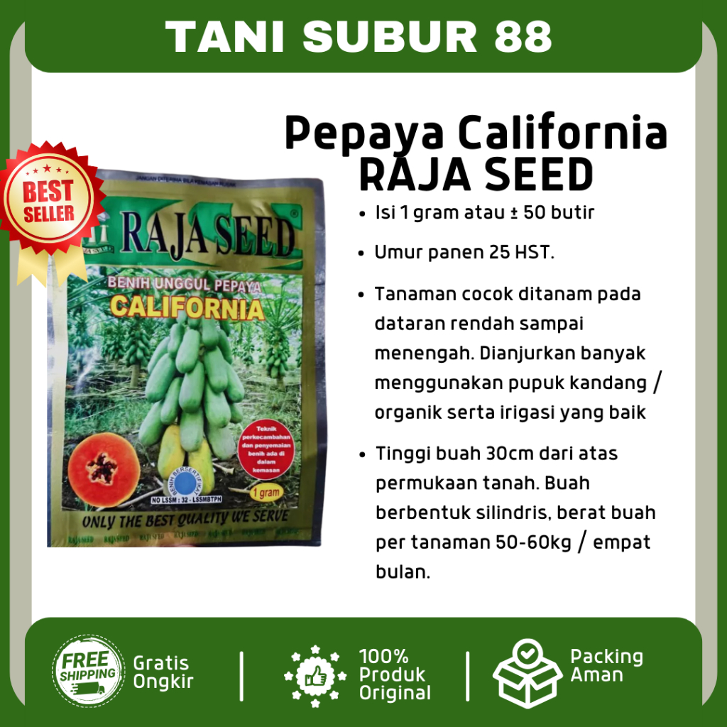 Benih pepaya california 1 gr benih kates raja seed