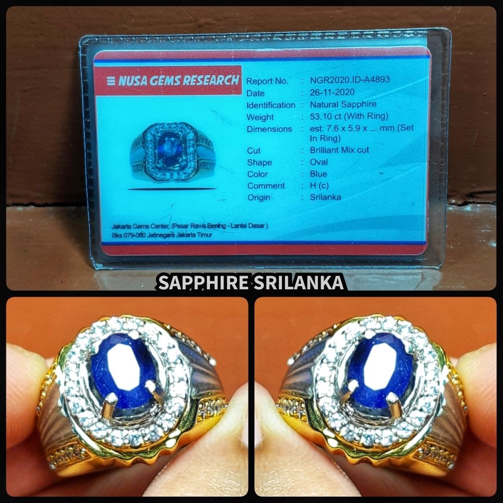 batu super blue sapphire ceylon HQ + memo lab ya