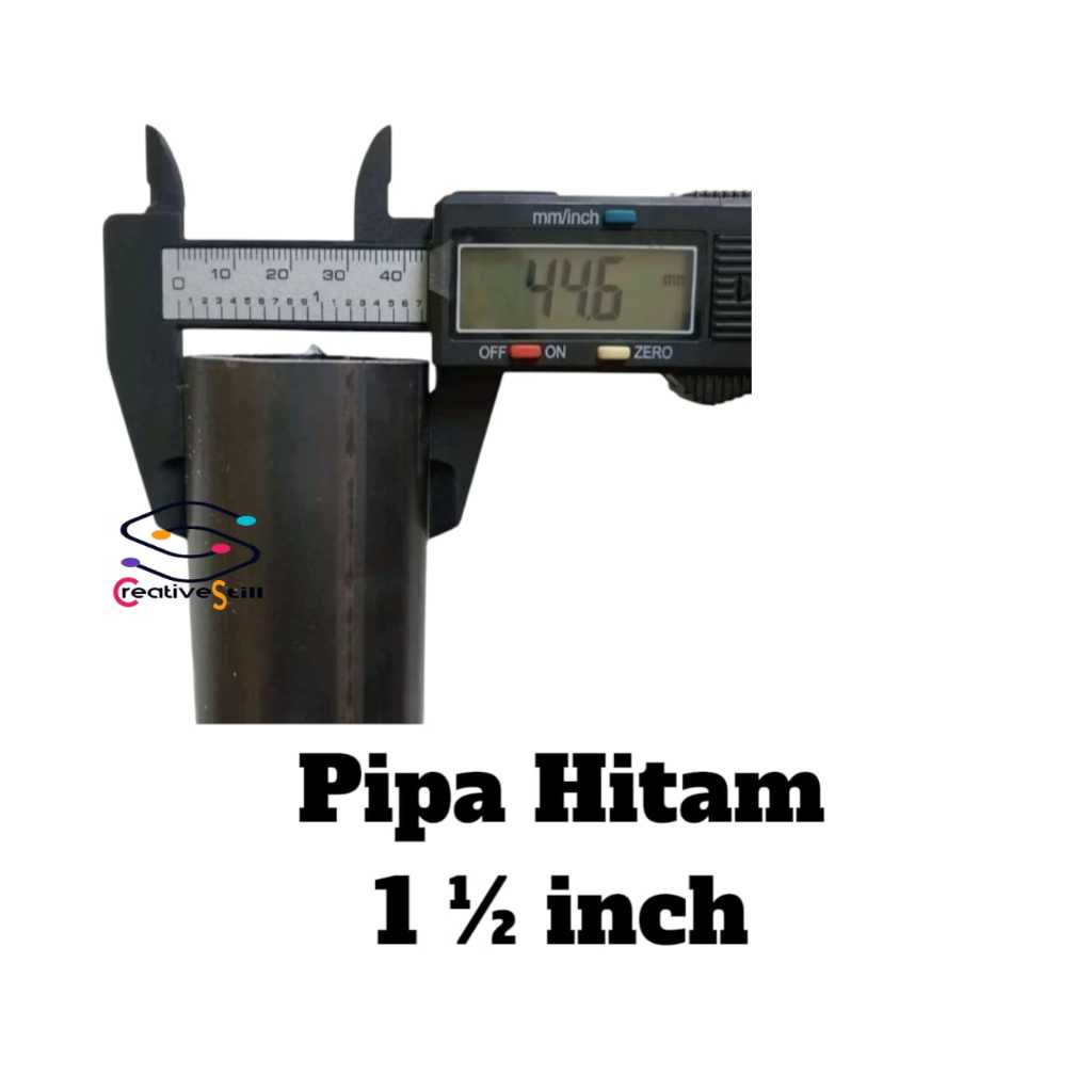 Pipa Besi 1,5 INCHI Panjang 100CM Pipa Bulat Pipa Kenalpot Pipa Hitam Tebal 2mm