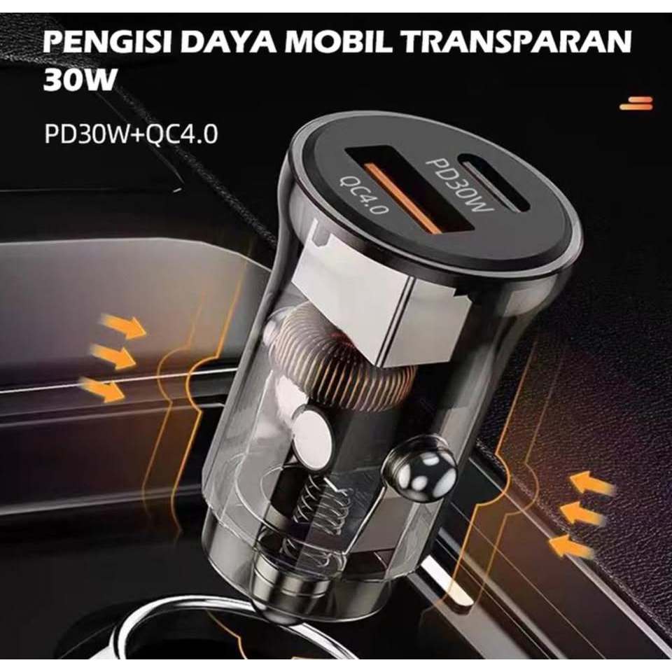 Charger Mobil 30 Watt Super Fast Charging dan Fast Charging