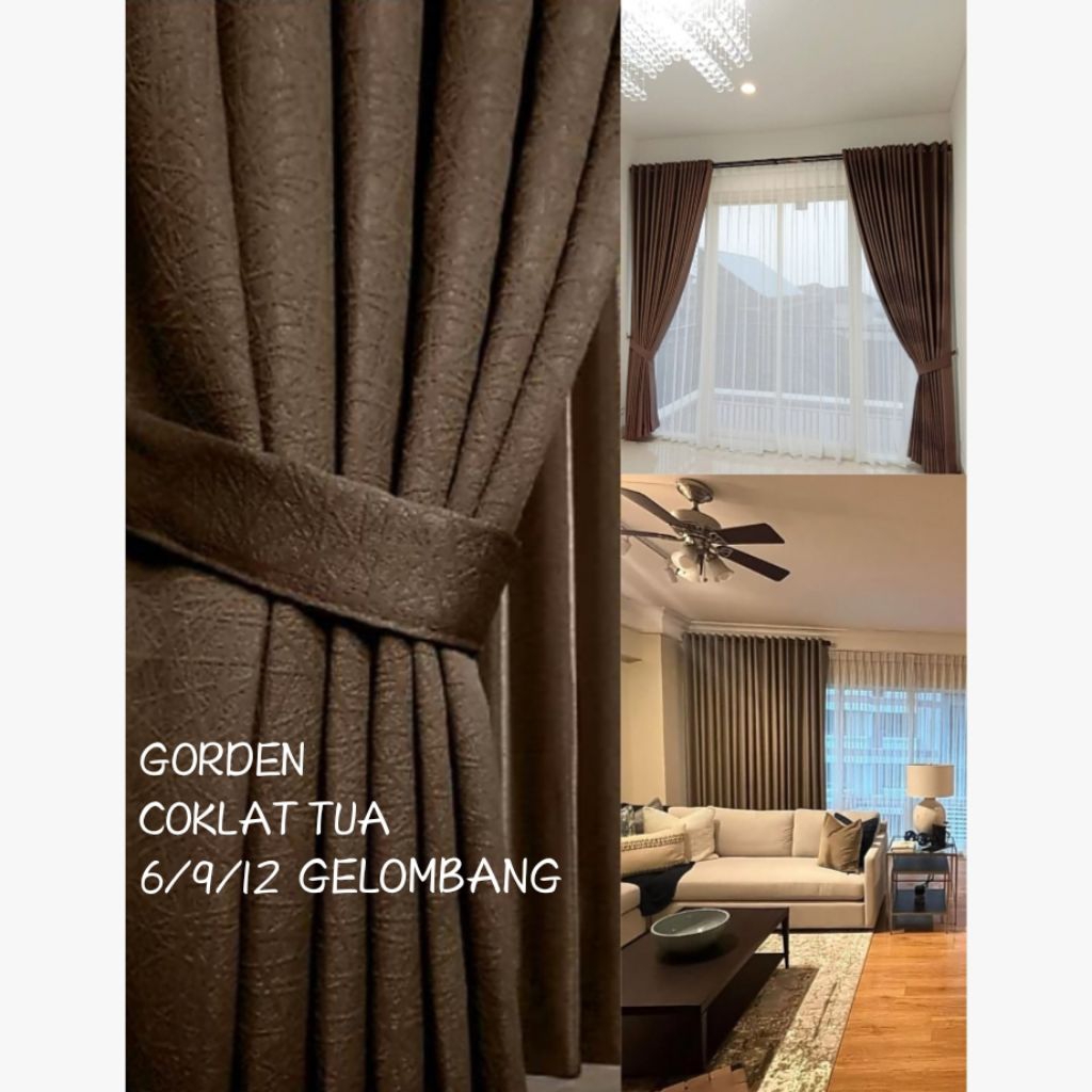 Gorden Rumah Minimalis COKLAT TUA 6/9/12 GELOMBANG | Gorden Jendela Rumah Mewah | Gorden Blackout Or