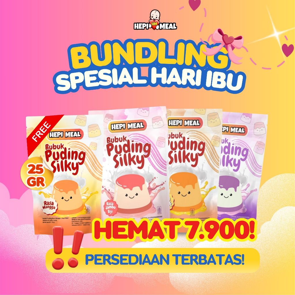 Hepi Meal Spesial Hari Ibu Bundling Puding Silky Taro, Guava, Jeruk Free Puding Silky Hepi Meal25 gr