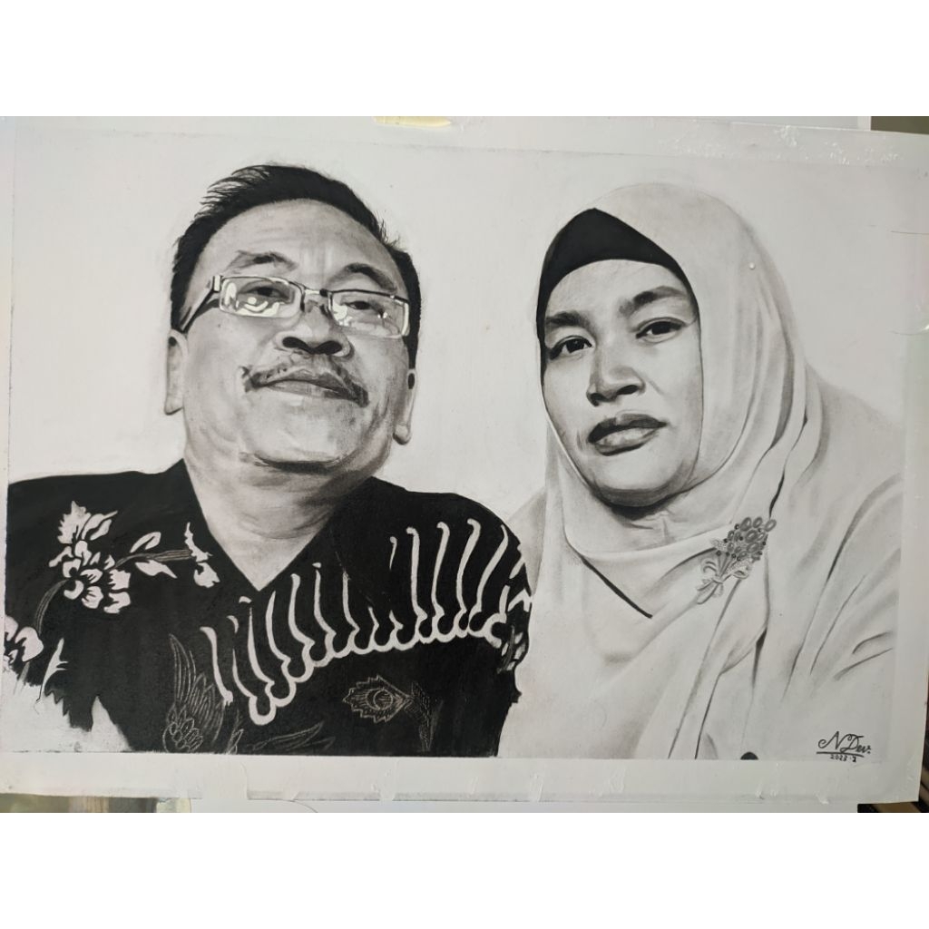 sketsa wajah pensil hitam putih A3 (tanpa bingkai)