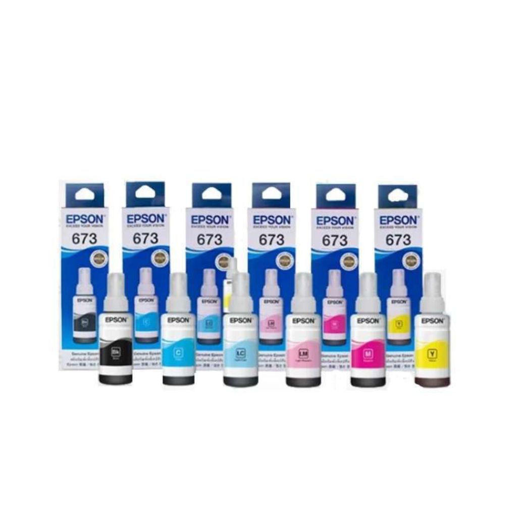 1 SET TINTA EPSON 673 ORIGINAL TINTA PRINTER EPSON L800 L805 L850 L1800 ORIGINAL BOX