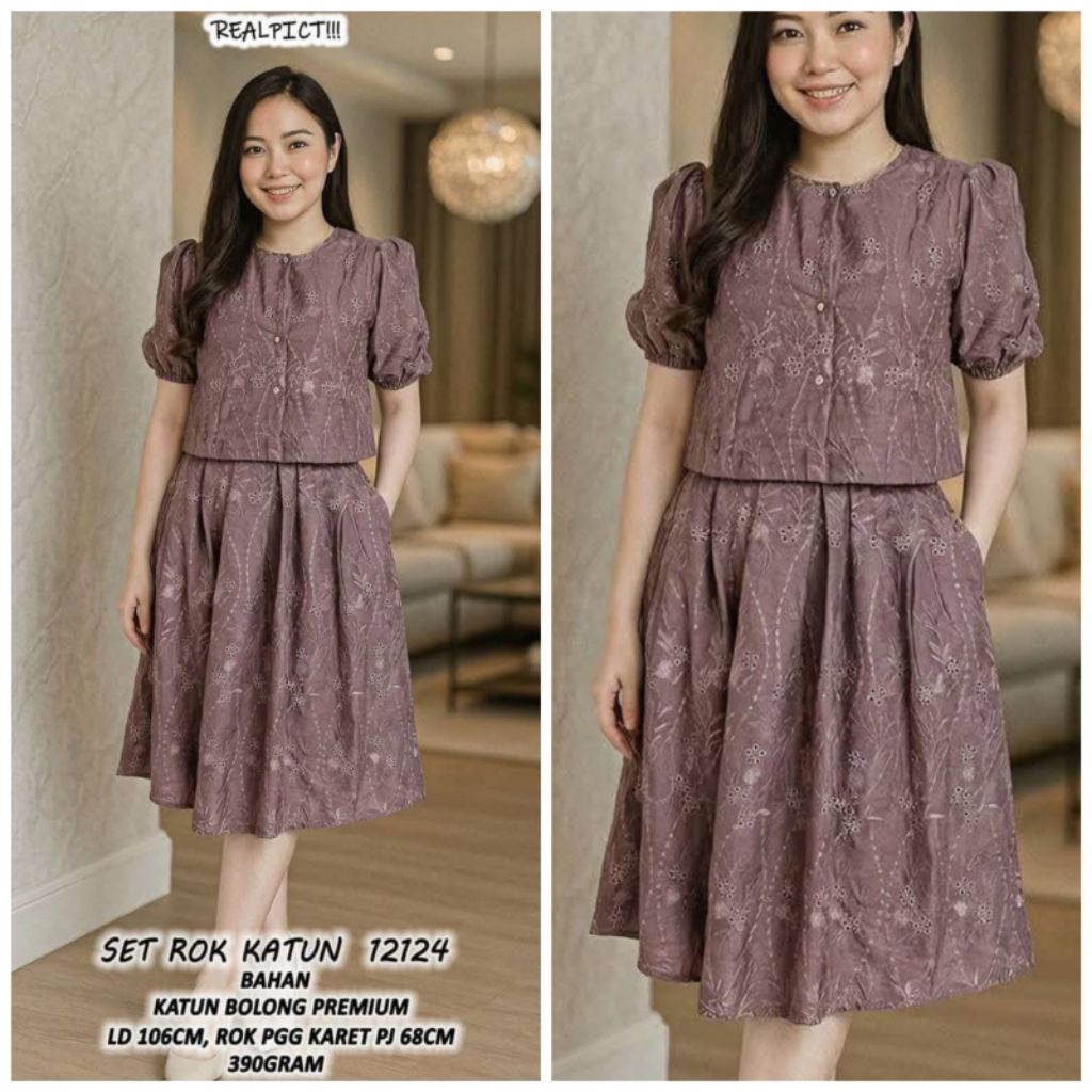 Stelan Rok Katun Bolong premium