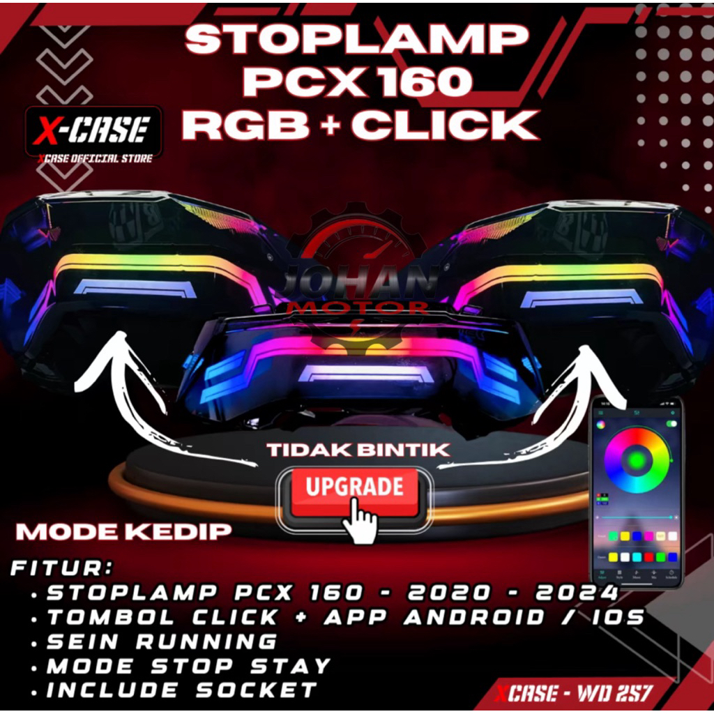 STOPLAMP PCX160 LAZY RGB STOPLAMP XCASE PCX 160 TAHUN 2020-2024