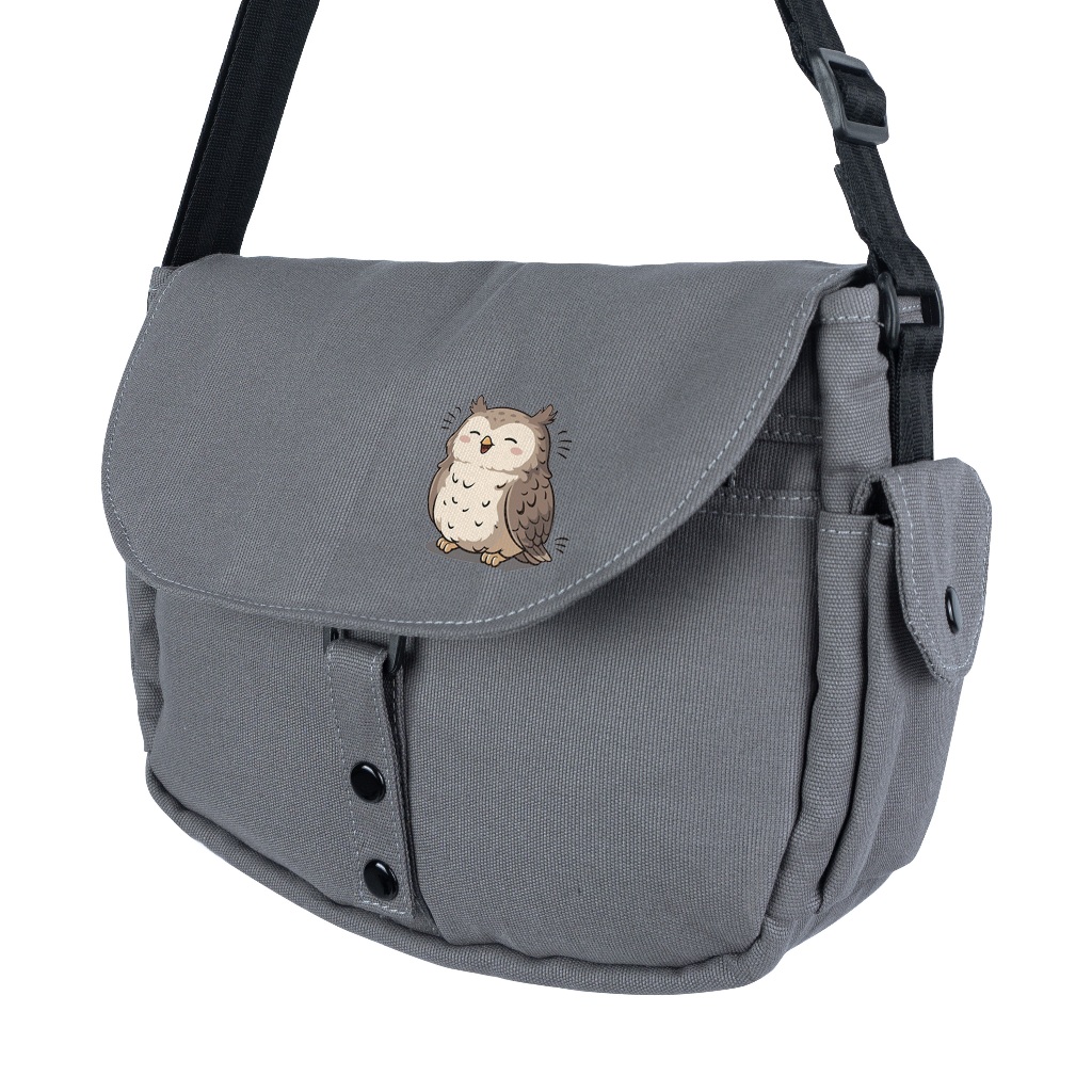 Troy Company Sling Bag Messenger Bag Smiling Owl - Tas Selempang Grey SBD 3501