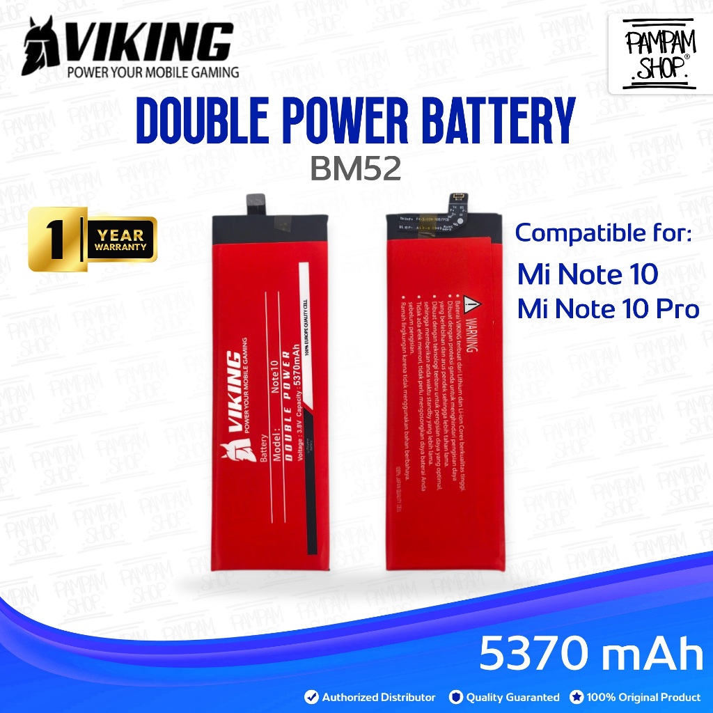 Baterai VIKING Double Power Original XiaoMi BM52 Mi Note 10 Pro CC9 Pro Batre Batrai Battery HP Hand