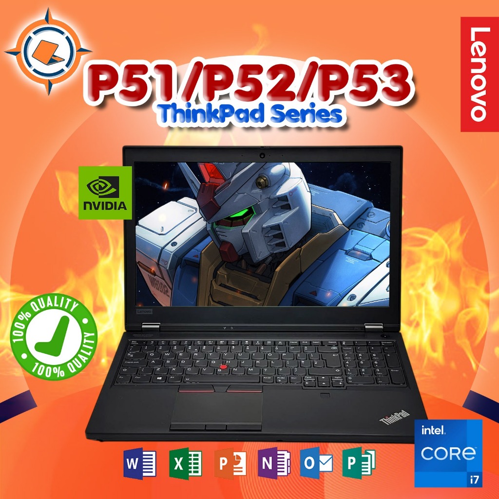 Lenovo Thinkpad P50 P51 P52 P53 Core I7 / I5 Nvidia Quadro RAM 16GB SSD 256GB LAYAR 15 INCH