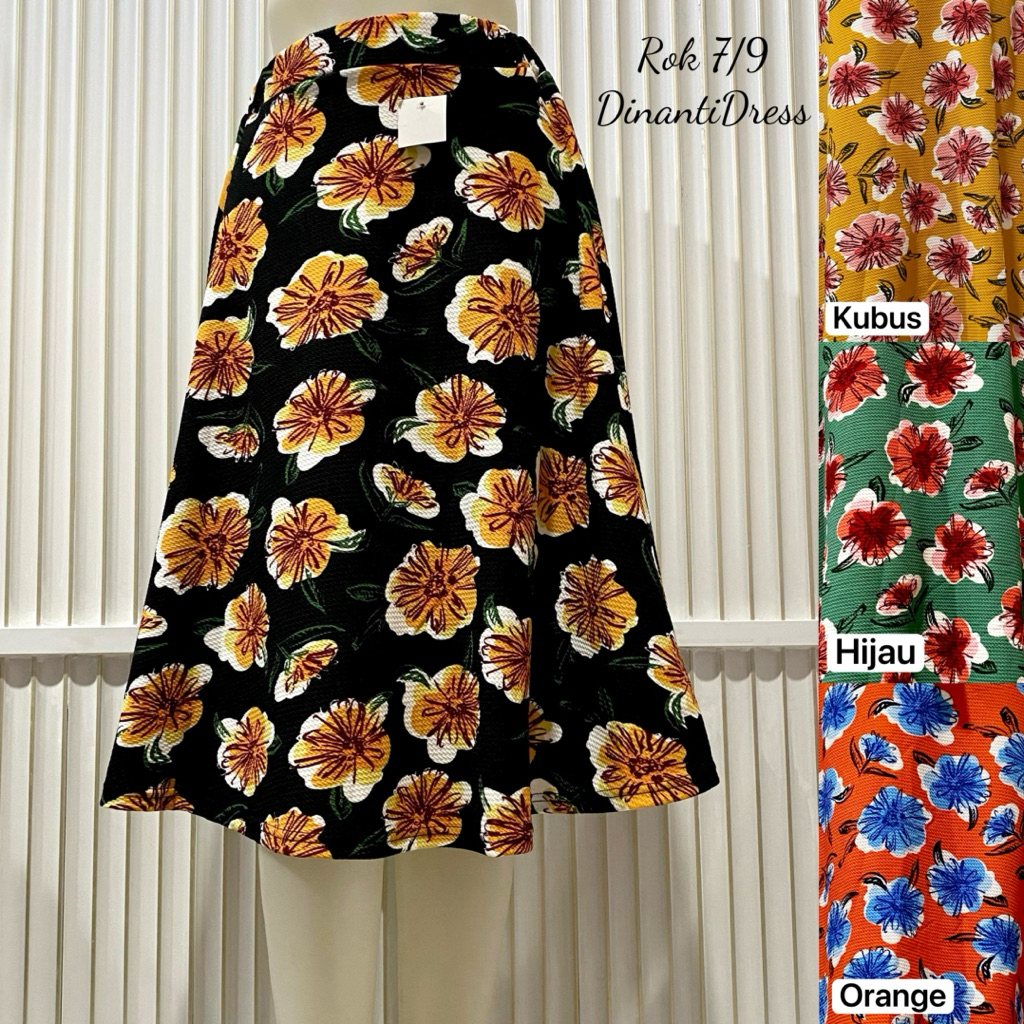 Rok Payung Wanita 7/9 Motif Bunga Kembang