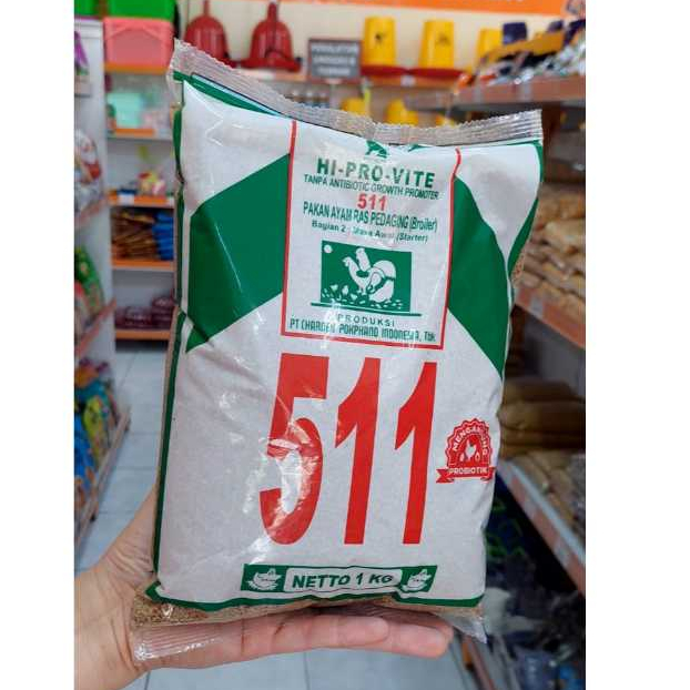 Makanan ayam / Pakan ayam / Pur Ayam Hi-Pro-Vite CP-511/ CP 511 Bravo 1 Kg Pokphand