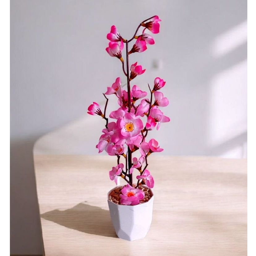 bunga sakura Artificial pot permata plastik Tinggi 30cm