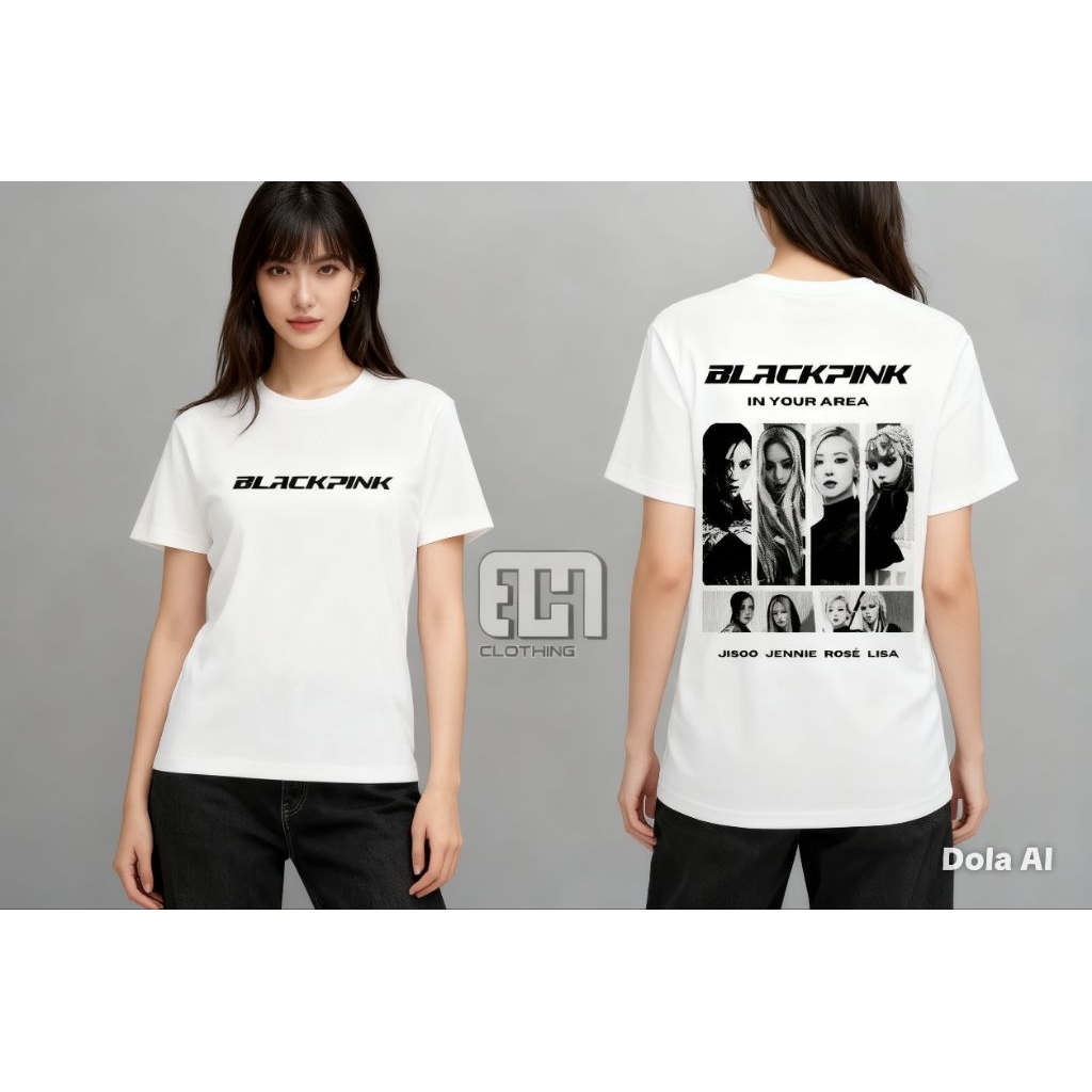 Kaos vintage blackpink premium putih