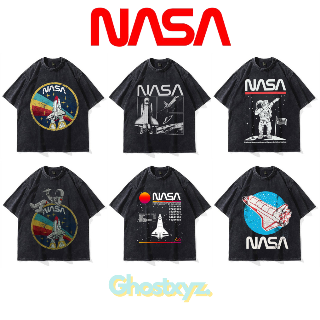 Ghostxyz T-Shirt NASA Wash Oversize Vintage Tee Baju Kaos