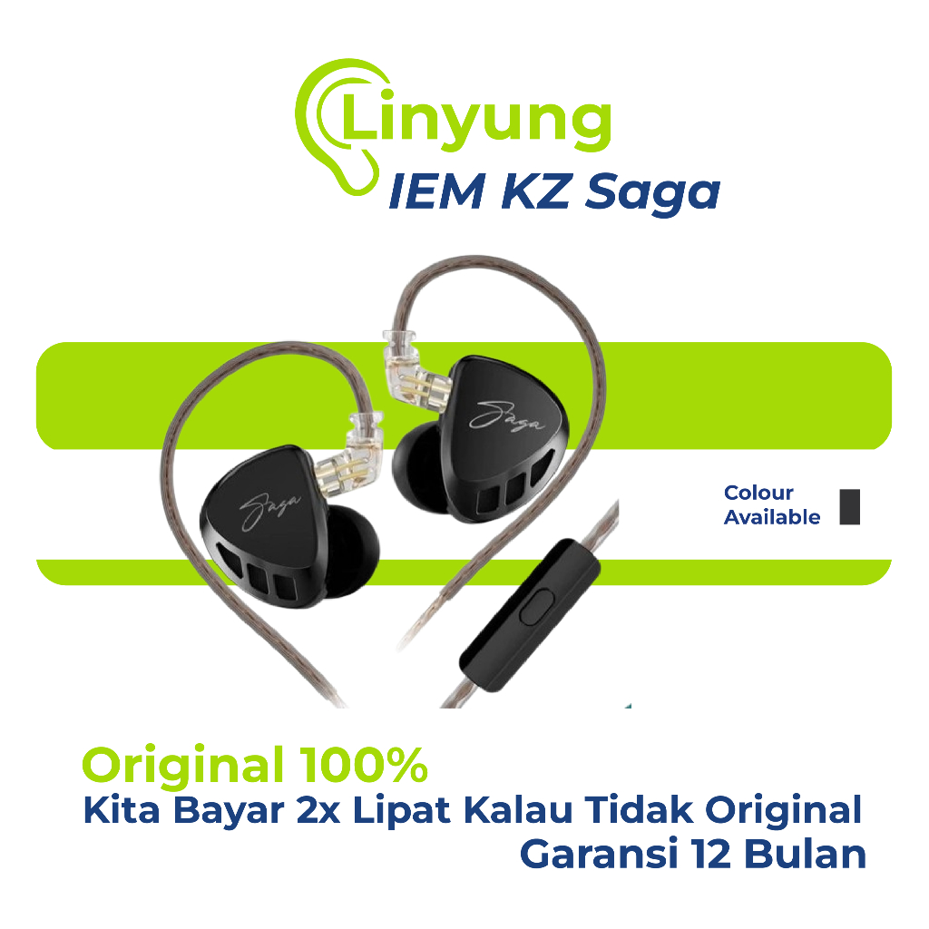 KZ Saga IEM Headset Kabel dengan Mic – Audio HiFi Bass (Banda Aceh)