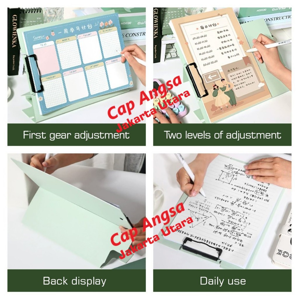 [CAPANGSA_01] Papan Jalan Ujian Dokumen A4 Berdiri Lipat | Clipboard Vertikal Ringan untuk Sekolah K