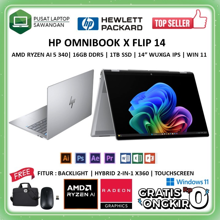 Laptop 2in1 Touchscreen Hp Omnibook Ram 16GB Storage 1 TB Windows 11 Original