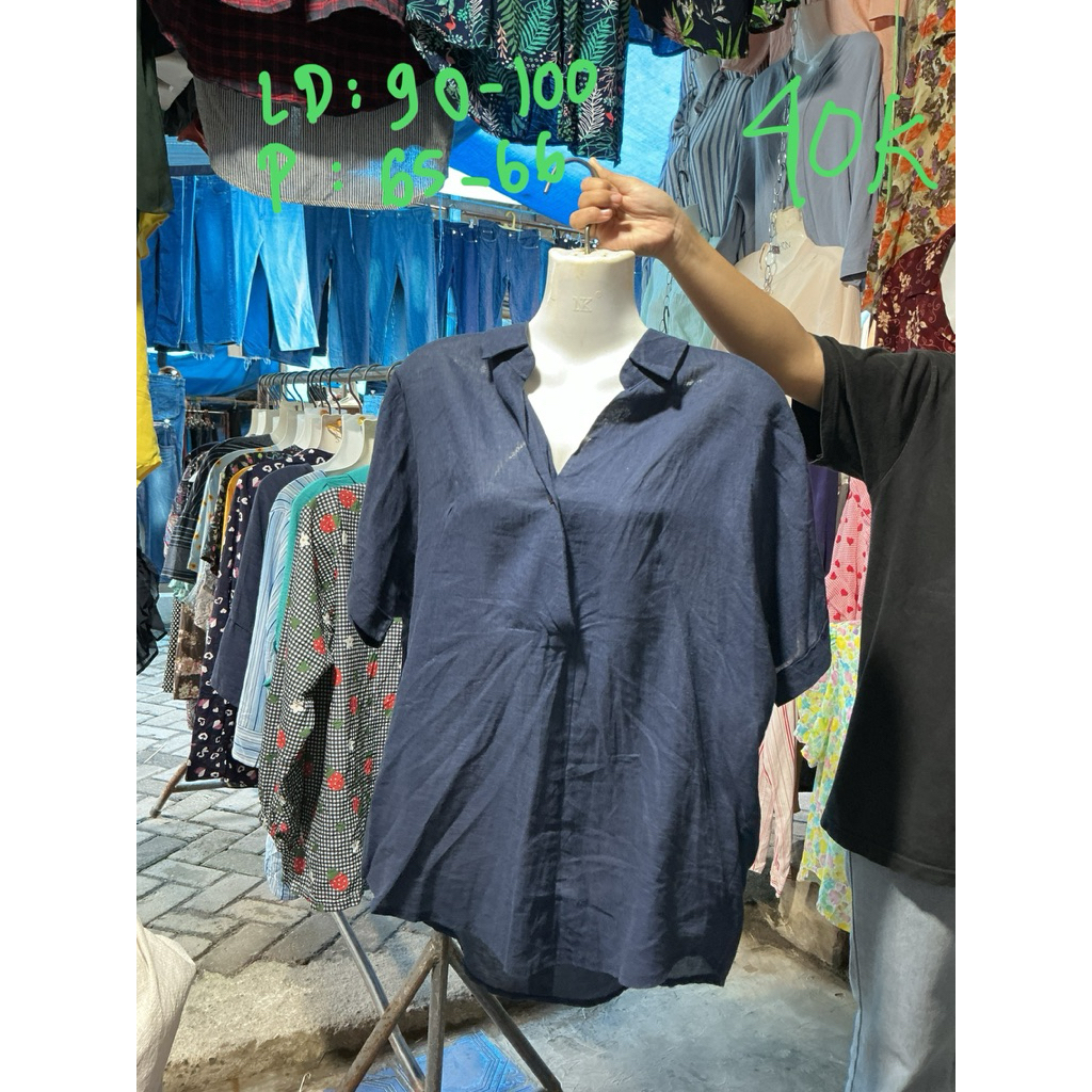 Blus Wanita Biru Dongker