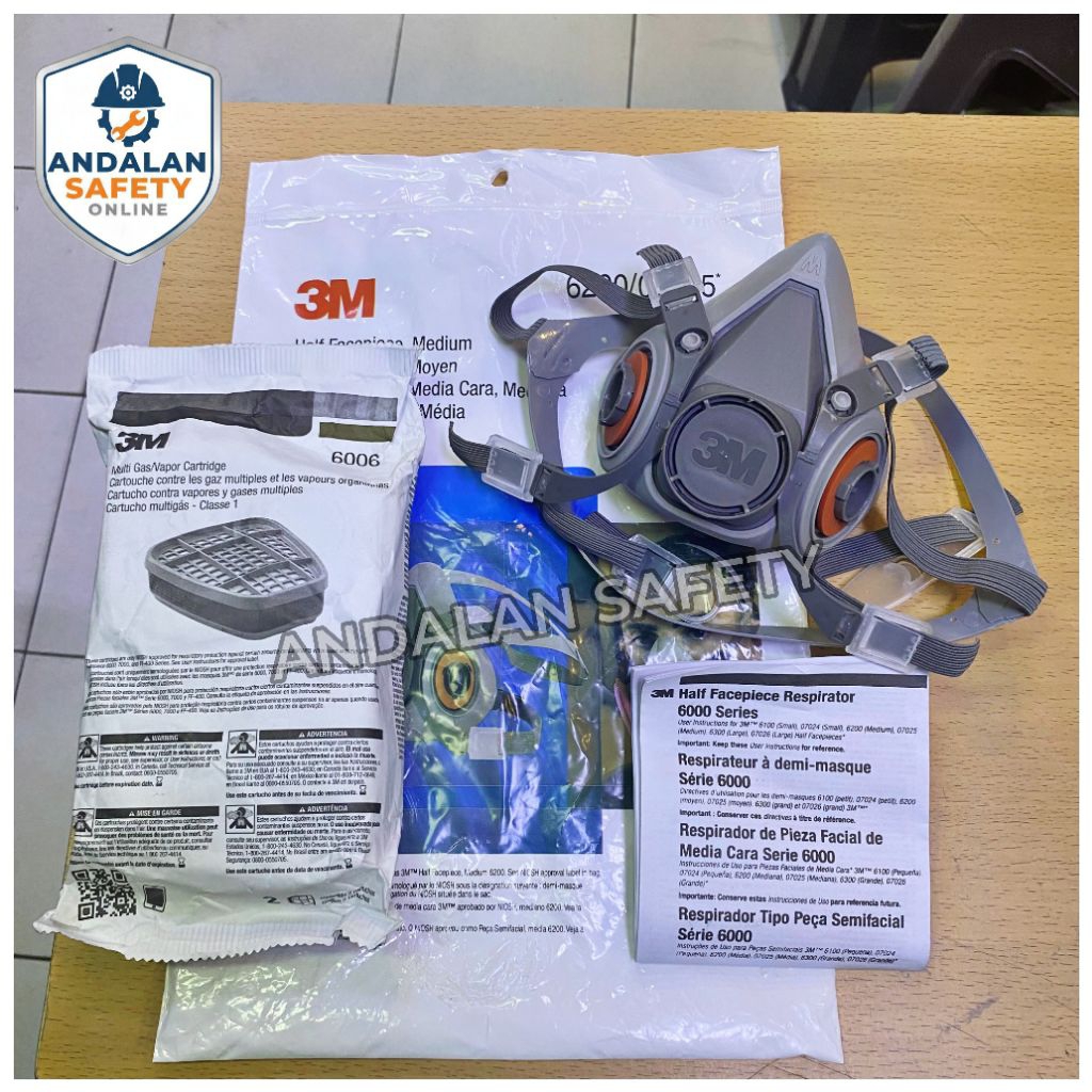Masker Respirator 3M 6200 + Cartridge 3M 6006 Original