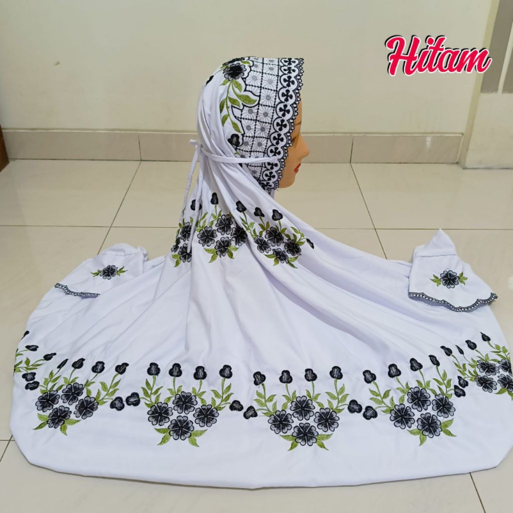 Mukenah Lajuran Bordir Mukena Kudus Dewasa Terusan Motif Cantik Mukenah Dewasa Lajuran/Lajur Pondok 