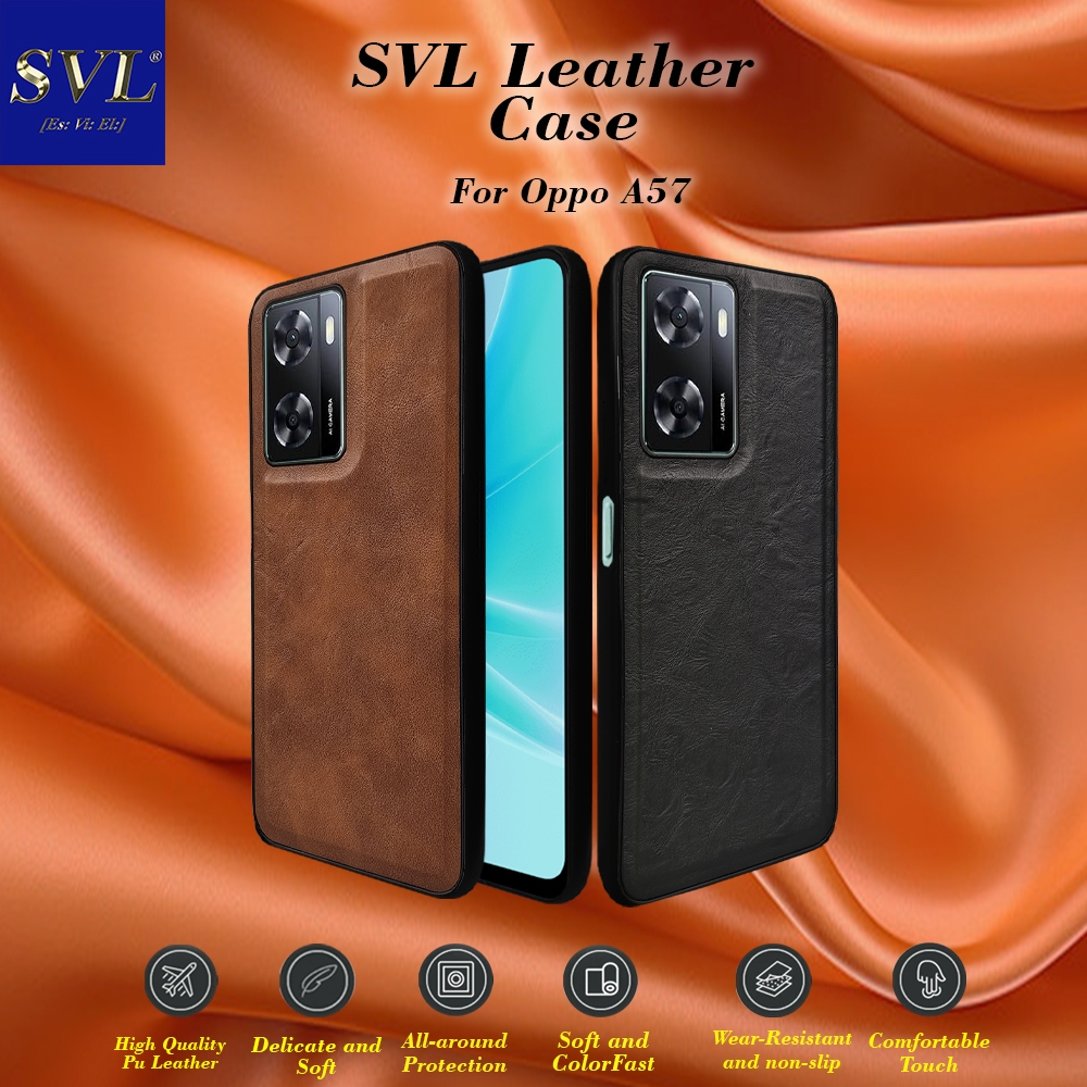 [ CUCI GUDANG ] Casing Hp Oppo A54 Case SVL Leather Casing Slim Softcase Kulit