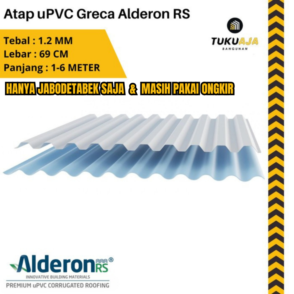 HANYA PENGIRIMAN JABODETABEK - Atap Alderon RS Atap uPVC Greca Single Layer 3-6 Meter