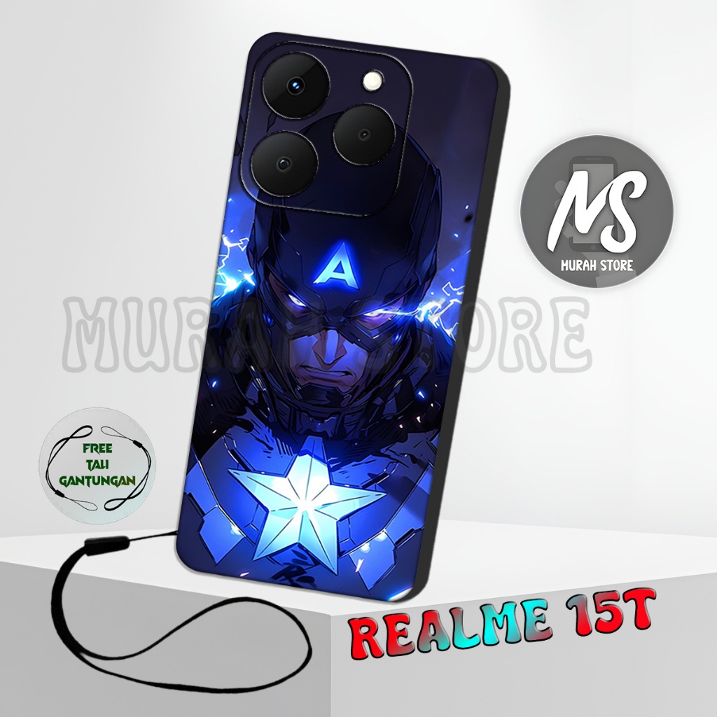 MS14/ Softcase Karet REALME 15T + TALI GANTUNGAN HP / Motif Super Hero/ Case REALME 15T / Silikon RE