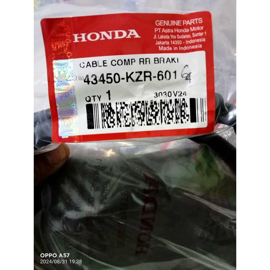 (AHM) Kabel Rem Belakang KZR Honda Vario 125 Original Honda Genuine Parts Kabel rem vario 125 cbs ka