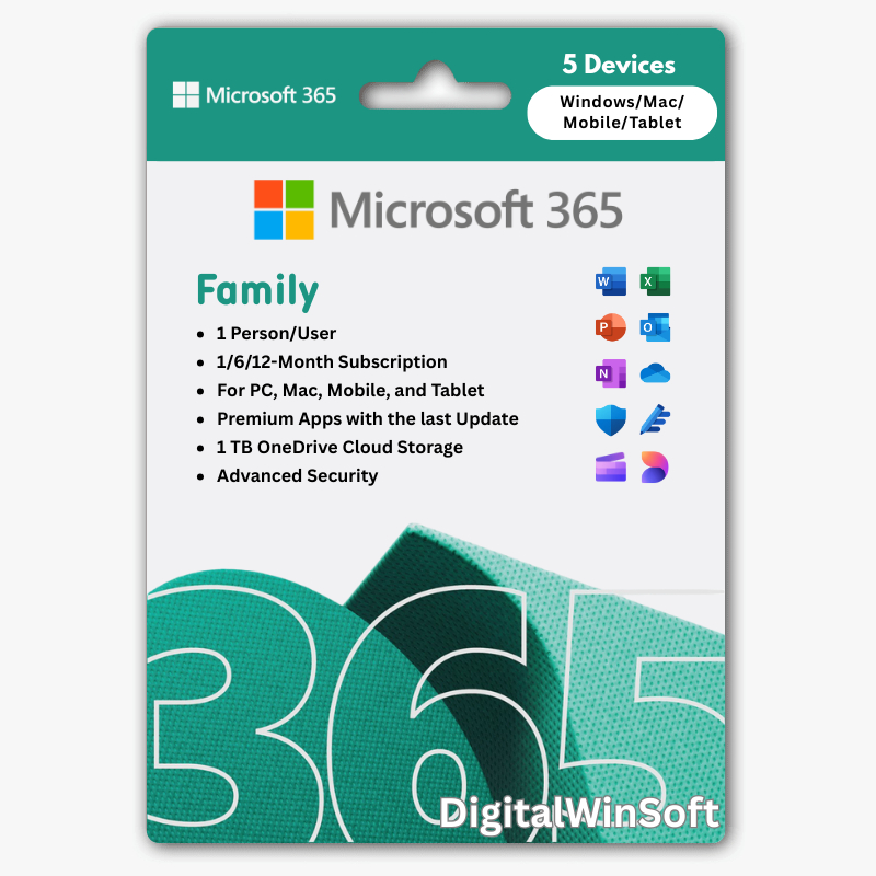 Micrsoft Offlce 365 Family 1 User - Subscription Plans | 5 Device + 1 TB OneDrive | Original & Resmi