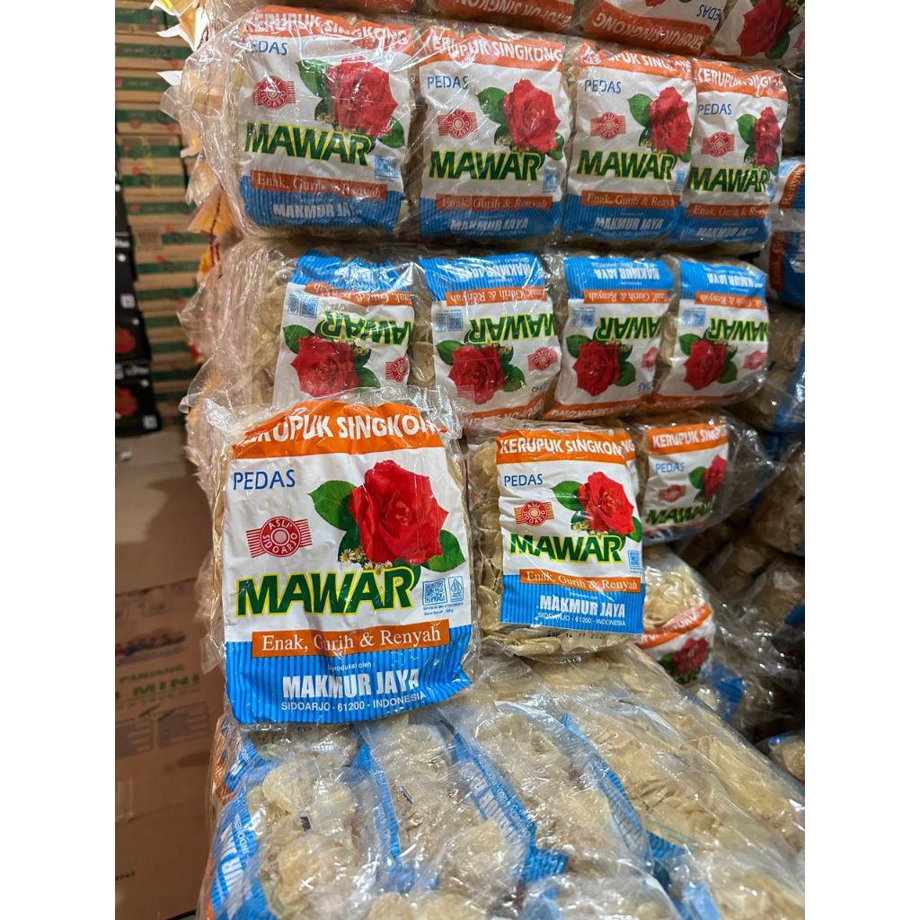 krupuk singkong pedas mentah cap mawar 250 gr