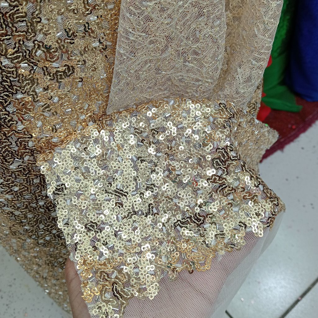 kain/bahan tile squin+payet batang/tile payet abstrak/tile 1000 Payet/kain gaun